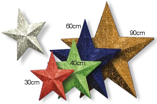 Set mit 5 Stück XL Glitter-Sternen