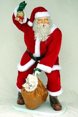 Weihnachtsmann mit Sack und Stoffmantel, Gre 190cm