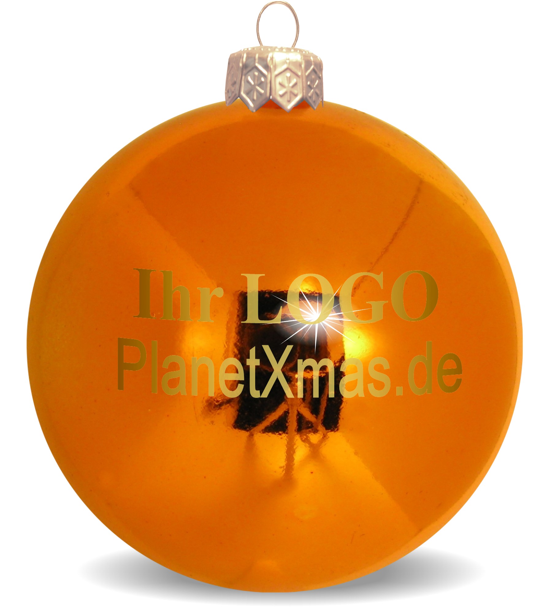 Weihnachtskugel Bedruckung orange glnzend