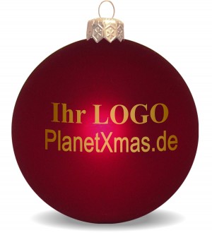 Weihnachtskugeln, BORDEAUX matt mit Logoaufdruck